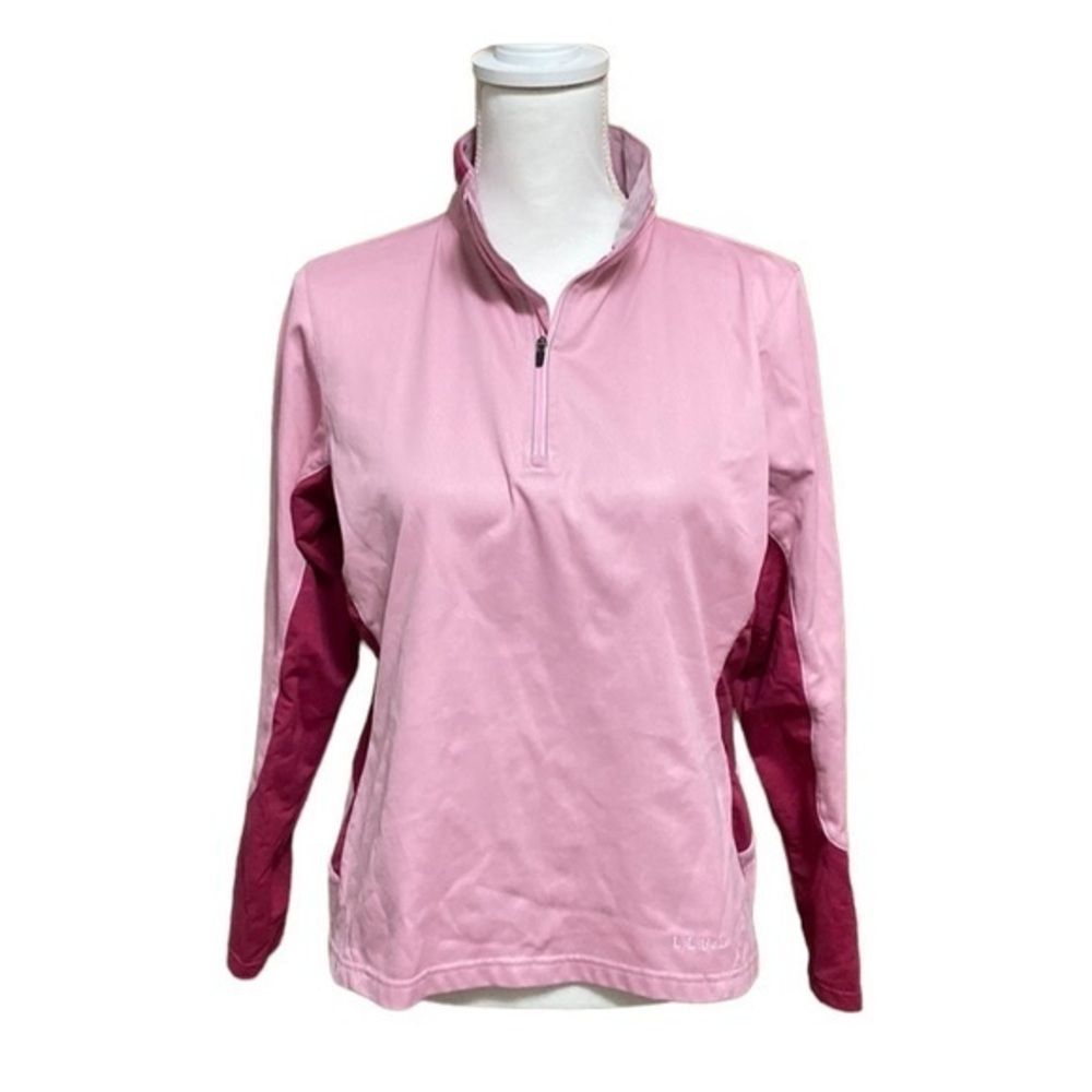 L.L. Bean Women’s Medium Pink Color Block Windstopper 1/4 Zip‎ Pullover Jacket